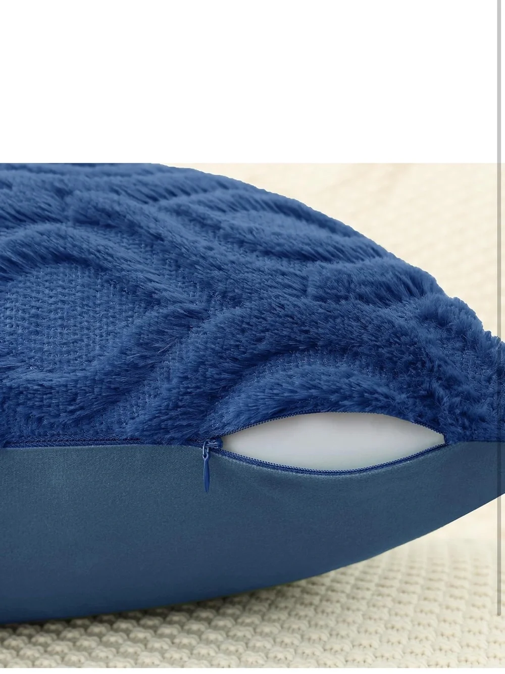 Throw Pillow Covers 24x24 Inch Set Of 2, Soft Plush Faux Wool Dark Blue 1041/bb8